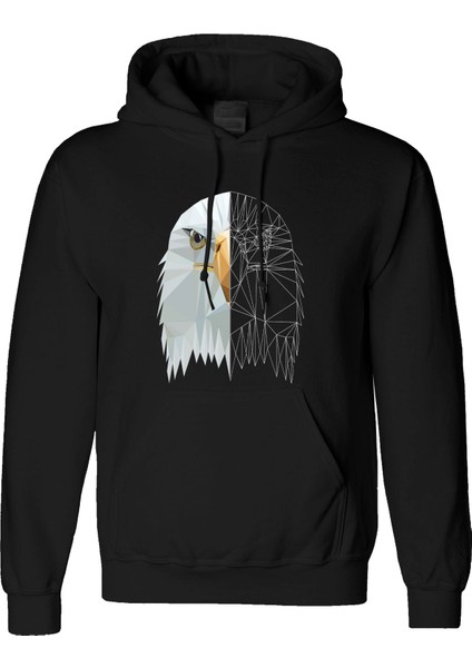 Eagle Art Kartal Tasarım Dijital Baskılı 3 Iplik Şardonlu Unisex Kapüşonlu Hoodie Sweatshirt