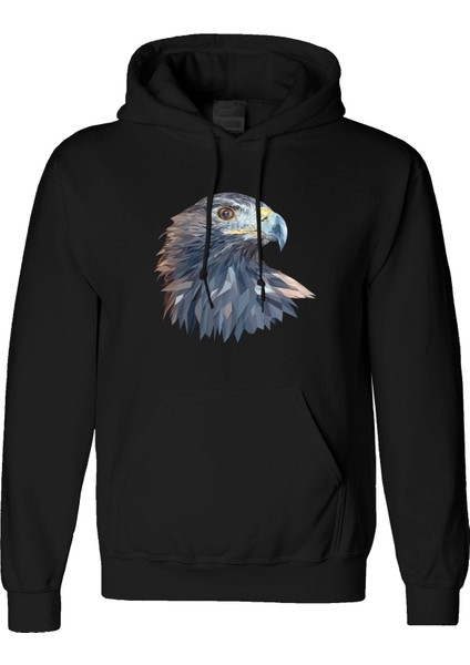Eagle Kartal Tasarım Dijital Baskılı 3 Iplik Şardonlu Unisex Kapüşonlu Hoodie Sweatshirt