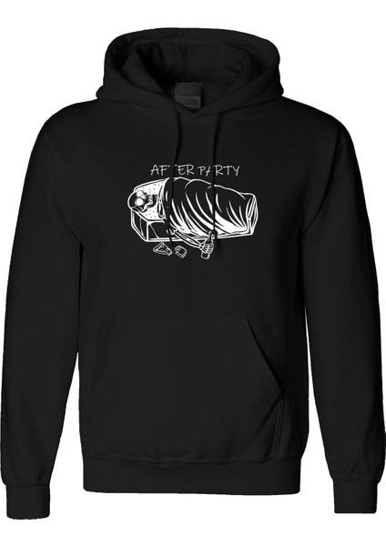 After Party Tasarım Dijital Baskılı 3 Iplik Şardonlu Unisex Kapüşonlu Hoodie Sweatshirt
