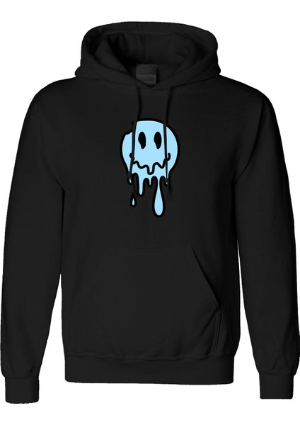 Cold Smile Tasarım Dijital Baskılı 3 Iplik Şardonlu Unisex Kapüşonlu Hoodie Sweatshirt