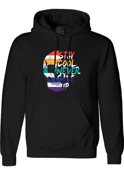 Stay Cool Tasarım Dijital Baskılı 3 Iplik Şardonlu Unisex Kapüşonlu Hoodie Sweatshirt