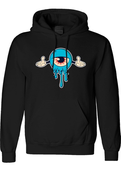 Eye Hand Tasarım Dijital Baskılı 3 Iplik Şardonlu Unisex Kapüşonlu Hoodie Sweatshirt