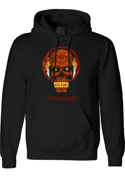 Trance Tasarım Dijital Baskılı 3 Iplik Şardonlu Unisex Kapüşonlu Hoodie Sweatshirt