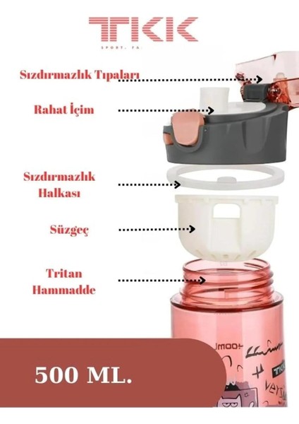 Tkk T 1008 Pink 500 ml Desenli Su Matarası indirimleri