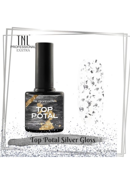 Exxtra Top Potal Silver Gümüş Gri Top Coat 10 ml Kalıcı Oje Protez Tırnak