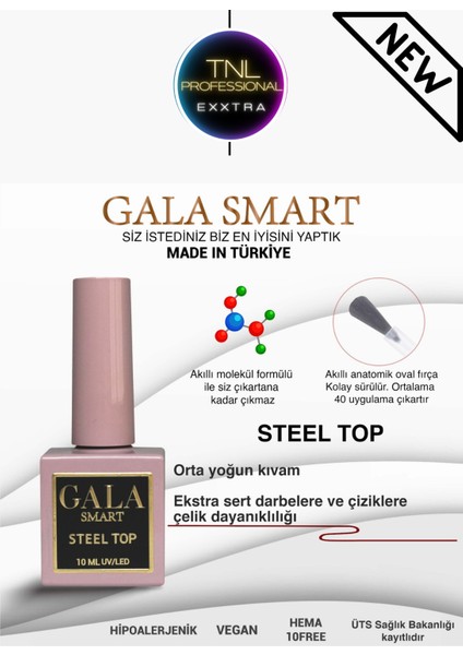 Exxtra Gala Smart Steel Top Kalıcı Oje Jel Protez Tırnak