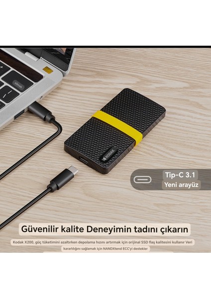 Kodak X200 Taşınabilir Ssd Disk 512GB. Süper Hızlı Yeni Nesil Son Teknoloji