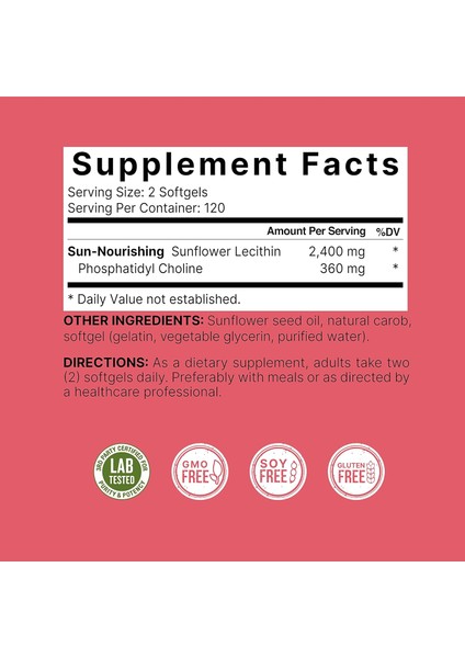 Sunflower Lecithin Rich In Phosphatidyl Choline 2400 mg 240 Kapsül