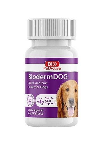 Bio Pet Active Bioderm Tüy Dökülme Önleyici Biotin ve Çinko Köpek Tableti 37.5 gr