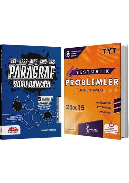TYT Problemler Deneme ve Ankara Kitap Merkezi Yayınları Paragraf Soru Bankası Seti 2 Kitap