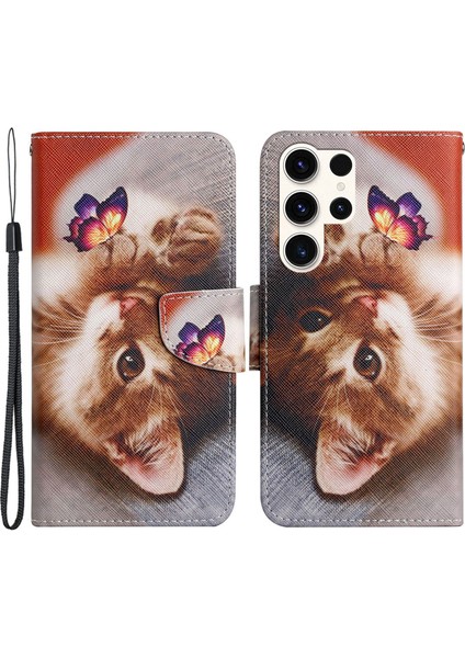Samsung Galaxy S24 Ultra Pu Deri Kılıf Çapraz Doku Telefon Stand Kapağı Kayışla (Yurt Dışından)