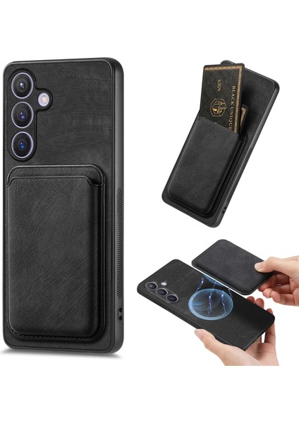 Samsung Galaxy S24+ Söndürülebilir Manyetik Kart Kılıfı Düşüş Kanıtı Telefon Kapağı (Yurt Dışından)