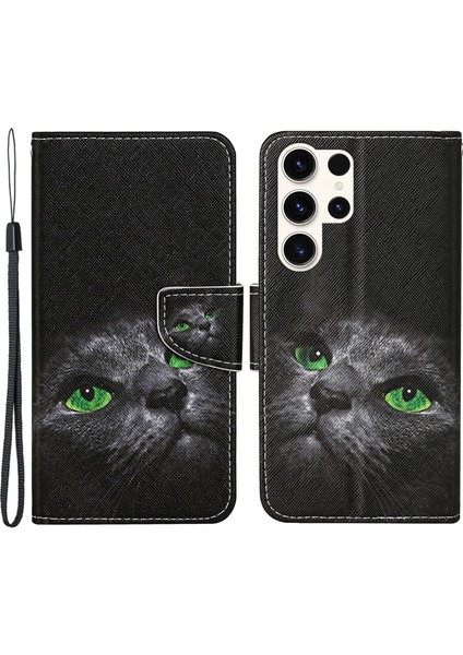 Samsung Galaxy S24 Ultra Pu Deri Kılıf Çapraz Doku Telefon Stand Kapağı Kayışla (Yurt Dışından)