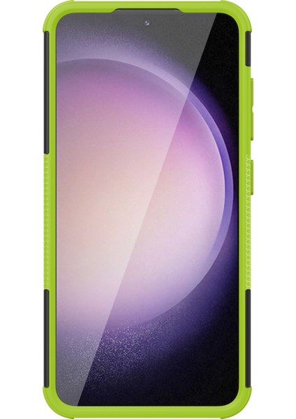 Samsung Galaxy S24+ Pc+ Tpu Telefon Kapağı Lastik Desenli Telefon Kasası Kickstand ile (Yurt Dışından)