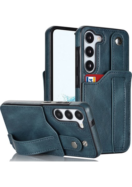 Samsung Galaxy S24+ Retro Pu Deri Kaplamalı Tpu Bilekliği Kickstand Telefon Kabuğu (Yurt Dışından)