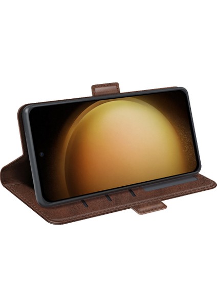 Samsung Galaxy S24+ Çift Manyetik Toka Folio Pu Deri Telefon Kapağı (Yurt Dışından)