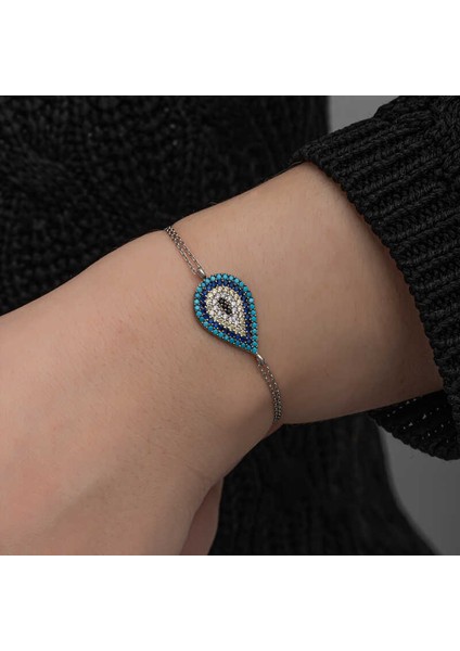 Gümüş Damla Nazar Kadın Bileklik indirimleri