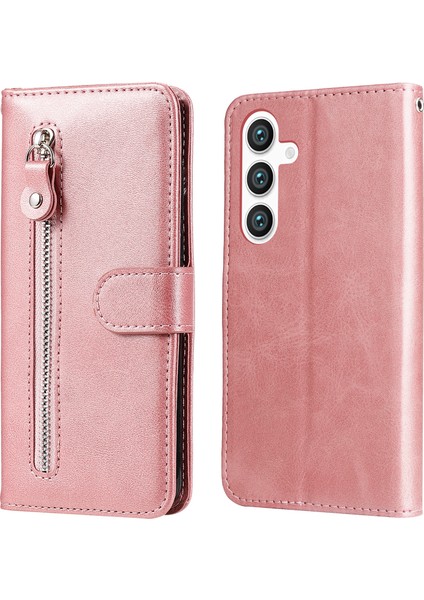 Samsung Galaxy S24+ Pu Deri Fermuar Stand Folio Telefon Kapağı (Yurt Dışından)