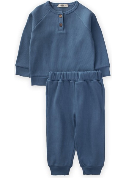 Reglan Kol Patlı Erkek Basıc Takım Indigo Mavi