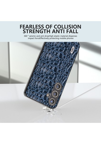 Samsung Galaxy S24 Slim Cover Slip Olmayan Doku ile Gerçek Inek Deri Arka Çantası (Yurt Dışından)