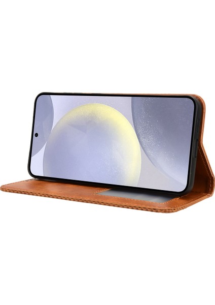 Samsung Galaxy S24+ Cüzdan Telefon Kılıfı Retro Doku Deri Kapağı (Yurt Dışından)