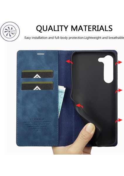 Samsung Galaxy S24+ Mikrofiber Deri Kılıf Cüzdan Telefon Kapağı Görüntüleme Standı (Yurt Dışından)