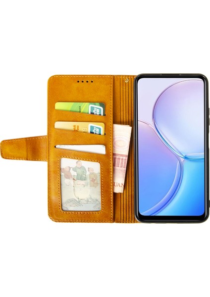 Samsung Galaxy S24+ Buzağı Doku Deri Kılıf Cüzdan Telefon Kapağı (Yurt Dışından)