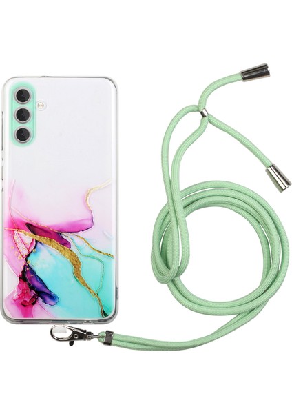 Samsung Galaxy S24+ Mermer Desen Kabartma Telefon Kapağını Kirkarla (Yurt Dışından)