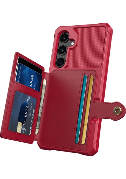 Samsung Galaxy S24+ Pu Deri Kaplamalı Tpu Damla Dayanıklı Kart Tutucu Geri Kılıf (Yurt Dışından)