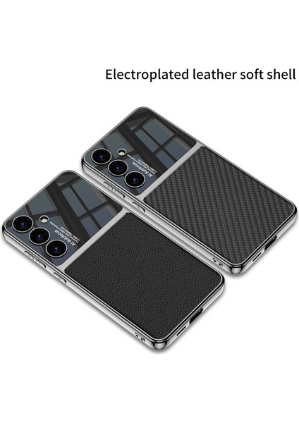 Samsung Galaxy S24+ Elektraplatma Pu Deri Kaplamalı Pc+ Tpu Telefon Kapağı (Yurt Dışından)