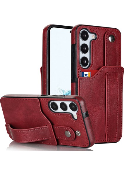 Samsung Galaxy S24+ Retro Pu Deri Kaplamalı Tpu Bilekliği Kickstand Telefon Kabuğu (Yurt Dışından)