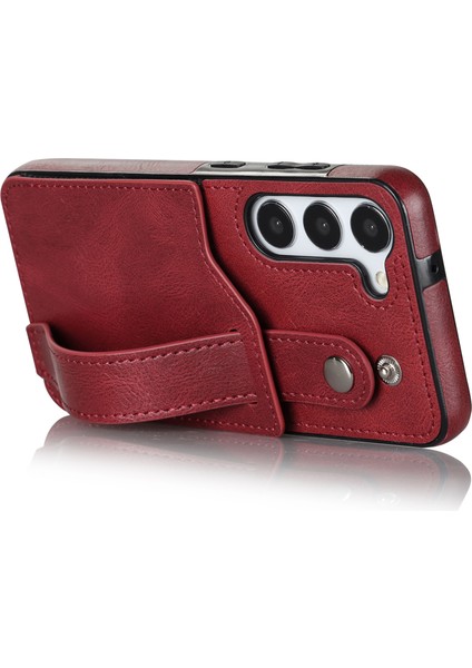 Samsung Galaxy S24+ Retro Pu Deri Kaplamalı Tpu Bilekliği Kickstand Telefon Kabuğu (Yurt Dışından) modelleri