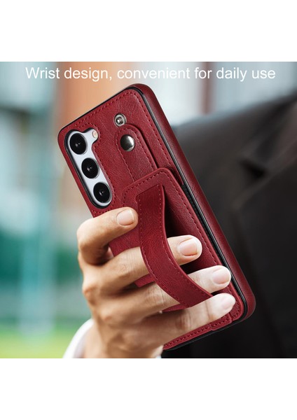 Samsung Galaxy S24+ Retro Pu Deri Kaplamalı Tpu Bilekliği Kickstand Telefon Kabuğu (Yurt Dışından) fırsatları
