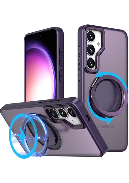 Samsung Galaxy S24+ Halkalı Kickstand Manyetik Telefon Kılıfı (Yurt Dışından)