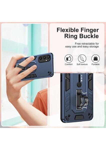 Samsung Galaxy S24 Kickstand Finger Yüzük Strap Pc+Tpu Kaymaz Telefon Geri Kapağı (Yurt Dışından) modelleri