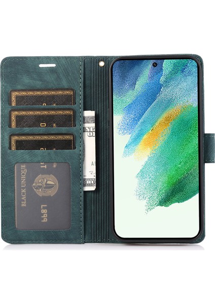 Samsung Galaxy S24+ Deri Kasa Telefon Cüzdanı Orkide Kelebek Deseni (Yurt Dışından)