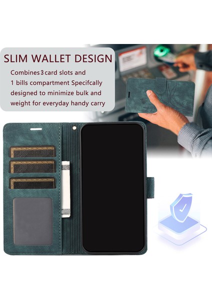 Samsung Galaxy S24+ Deri Kasa Telefon Cüzdanı Orkide Kelebek Deseni (Yurt Dışından)