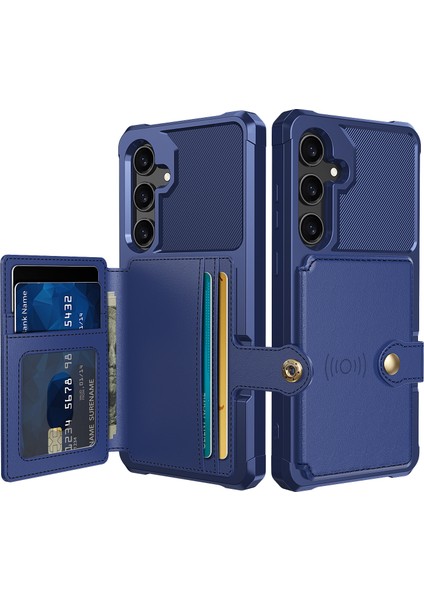 Samsung Galaxy S24 Yumuşak Tpu+Pu Deri Kart Yuvaları Kickstand Telefon Koruyucu (Yurt Dışından)
