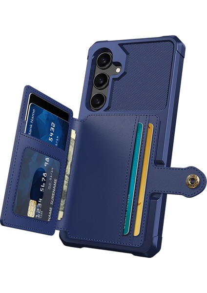 Samsung Galaxy S24 Yumuşak Tpu+Pu Deri Kart Yuvaları Kickstand Telefon Koruyucu (Yurt Dışından) modelleri