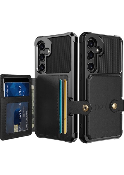 Samsung Galaxy S24 Yumuşak Tpu+Pu Deri Kart Yuvaları Kickstand Telefon Koruyucu (Yurt Dışından)