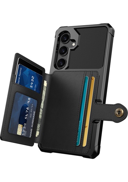 Samsung Galaxy S24 Yumuşak Tpu+Pu Deri Kart Yuvaları Kickstand Telefon Koruyucu (Yurt Dışından) modelleri