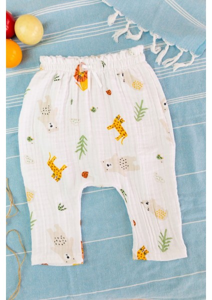 %100 Pamuk Beli Lastikli Müslin Bebek Şalvar Pantolon fiyatları