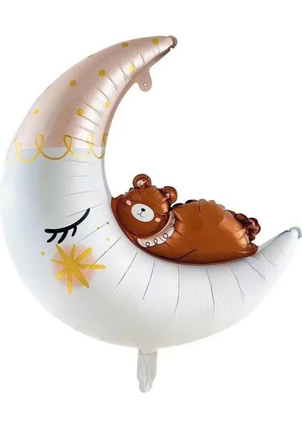 Ayılı Ay Folyo Balon 86X76 cm
