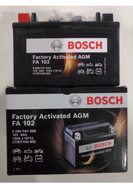 Bosch Ytx9-Bs M6010 Fa 102 12 V 8 Amper Kullanıma Hazır Agm Motosiklet Akü