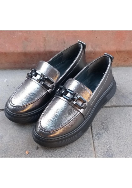 White Angel 001122-016 Kadın Yüksek Taban Tokalı Loafer Ayakkabı