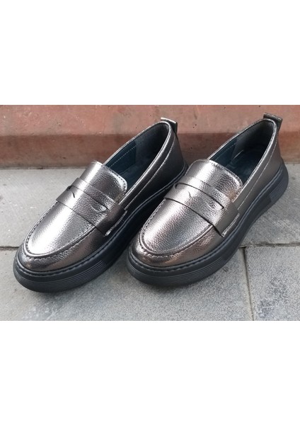 W.angel 001122-023 Kadın Yüksek Taban Kırışık Rugan Anatomic Comfort Loafer Ayakkabı