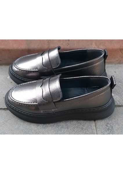 W.angel 001122-023 Kadın Yüksek Taban Kırışık Rugan Anatomic Comfort Loafer Ayakkabı