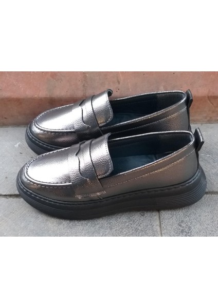 W.angel 001122-023 Kadın Yüksek Taban Kırışık Rugan Anatomic Comfort Loafer Ayakkabı