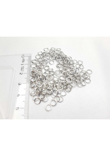 Gümüş Renginde 5 mm Metal Takı Halkası (100 Adet)