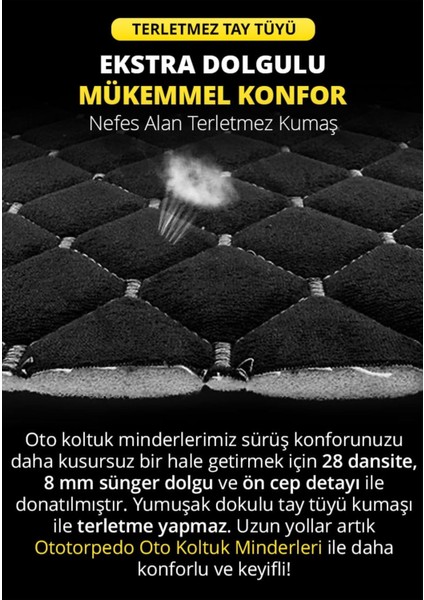 Organic Tay Tüyü Cepli & Terletmez Sırtlı Oto Koltuk Minder Seti - Koltuk Koruma Kılıfı (3'lü Set) fırsatları